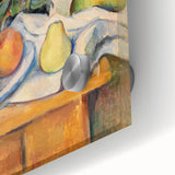 Large abstract wall art by Paul Cézanne in muted earth tones on acrylic glass, suitable for dining room ambiance.