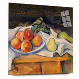 Large abstract wall art by Paul Cézanne in muted earth tones on acrylic glass, ideal for bedroom or dining room decor.