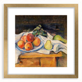 Extra large abstract art print of Paul Cézanne's work in gold frame, featuring textured strokes in earthy tones.