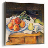 Landscape art painting by Paul Cezanne, featuring a rural scene in muted earth tones on a framed canvas.