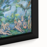 Extra large framed canvas featuring a textured, colorful abstract design by Paul Cezanne, ideal for living room decor.