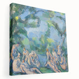 Paul Cézanne-inspired landscape on stretched canvas, featuring muted earth tones, ideal for kitchen wall art.
