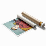 Extra large rolled print of Paul Cézanne's floral art in muted green and yellow tones, suitable as classy bathroom wall art.