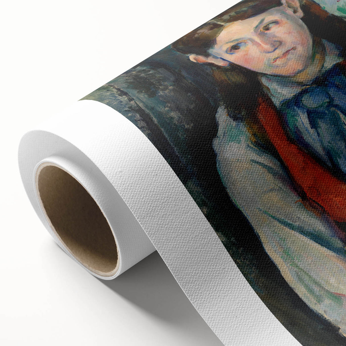 Art deco poster of a Paul Cézanne landscape in pastel shades on rolled canvas, ideal for nursery wall art.