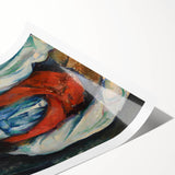 Extra large wall art featuring line art flowers in soft pastel shades on a rolled canvas.