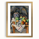 Extra large abstract art print by Paul Cezanne, featuring textured brush strokes in earthy tones, framed in gold.