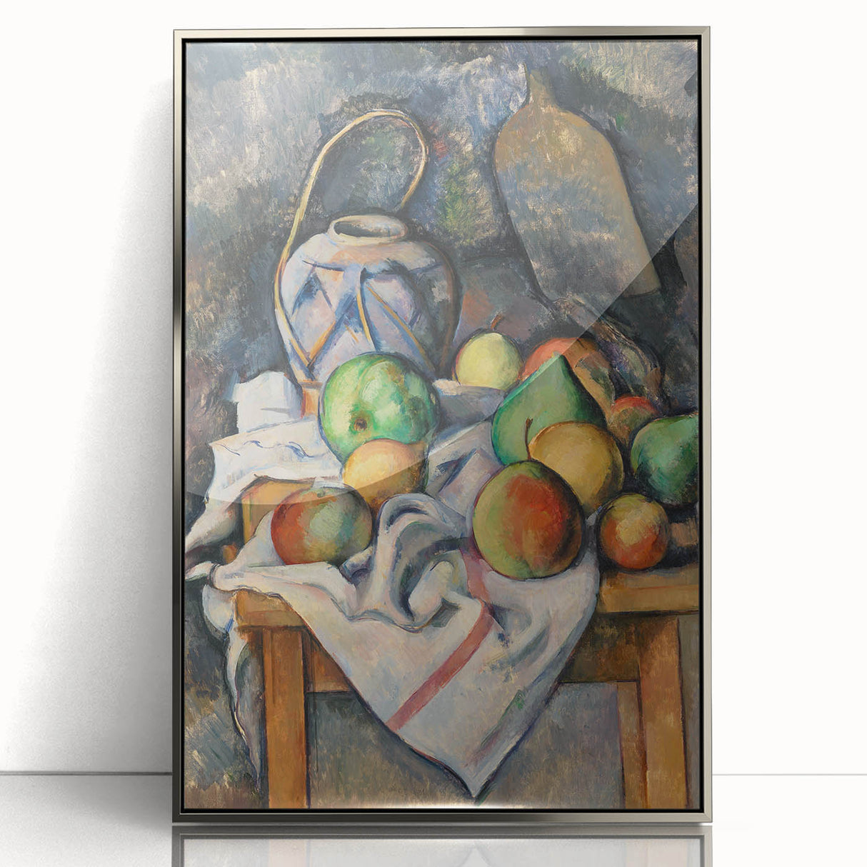 Mid-century modernist art by Paul Cezanne, featuring a landscape in muted earth tones on a framed acrylic print.