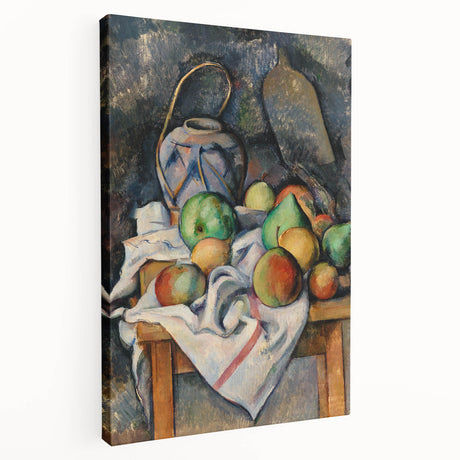 Paul Cézanne-inspired artwork on stretched canvas, featuring a landscape scene in muted earth tones.