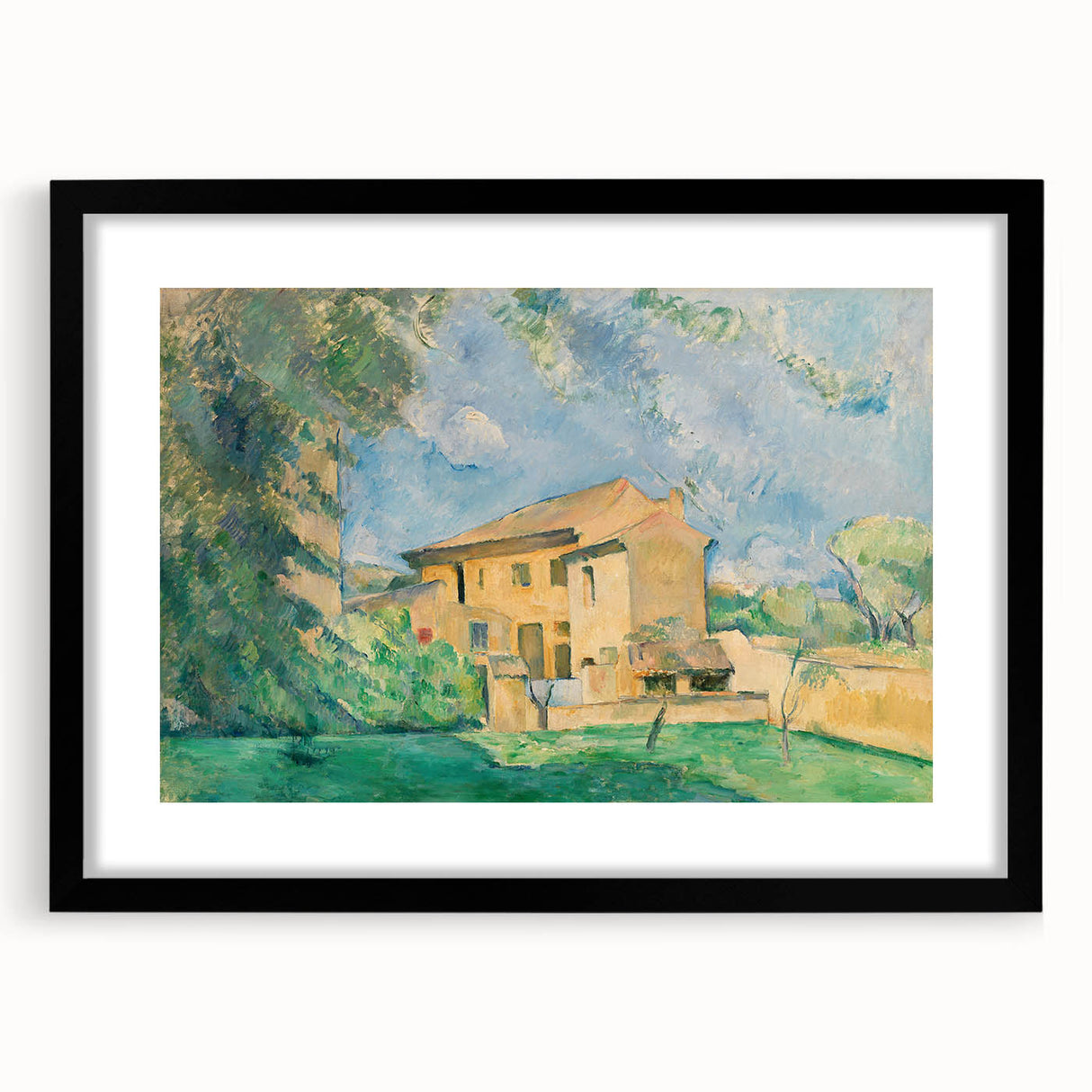 Extra large abstract art print featuring colorful, textured strokes on a black framed canvas, ideal for living room decor.