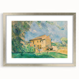 Textured art print of Paul Cézanne's abstract work in silver frame, featuring muted earth tones, ideal for bedroom decor.