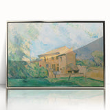Mid-century modernist art by Paul Cezanne, featuring a silver-framed acrylic print with vibrant color tones.