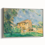 Framed canvas featuring a Paul Cézanne landscape painting with vibrant color palette.