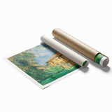 Extra large rolled print featuring a Paul Cézanne floral painting in rich green and blue tones.