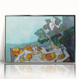 Mid-century modernist art by Paul Cezanne, featuring muted earth tones in a framed acrylic, ideal for nursery wall art.