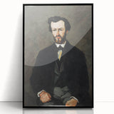 Large abstract wall art by Paul Cézanne, featuring swirling blue and green tones on a black framed acrylic.