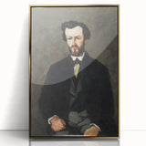 Large art print of Paul Cézanne’s work in gold frame, featuring muted earth tones.