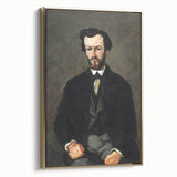 Framed canvas of a Paul Cézanne landscape painting in muted earth tones, ideal for bedroom wall art.