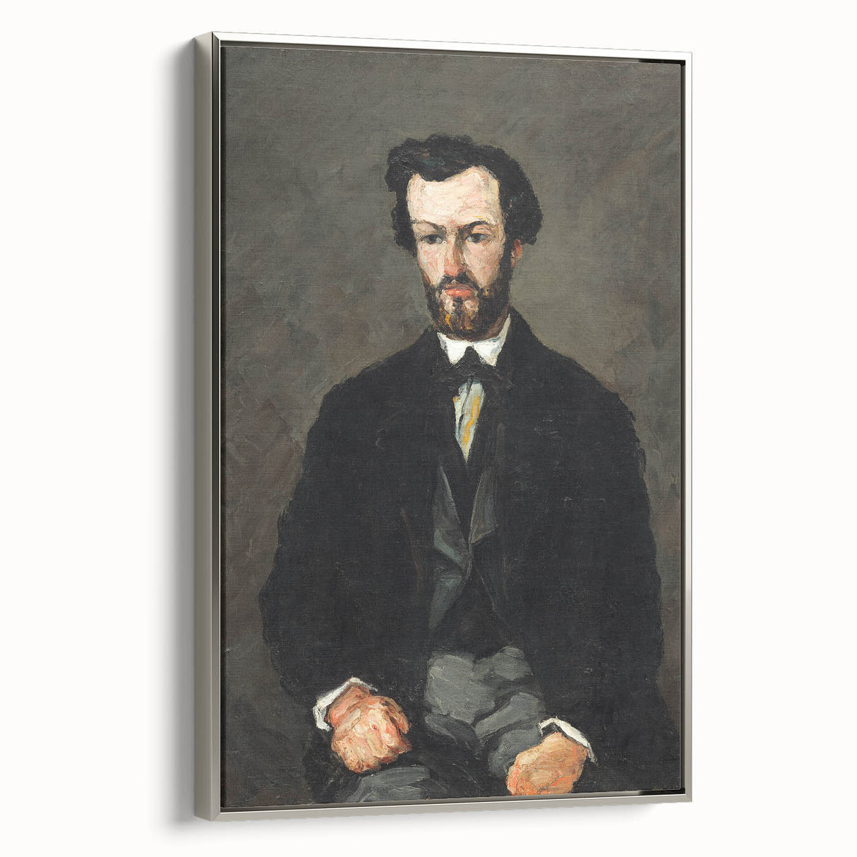 Framed canvas of a Paul Cézanne landscape painting featuring vivid, colorful brushstrokes.