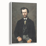 Vintage poster art of a Paul Cézanne design on a framed canvas, featuring colorful art in muted tones.