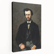 A side view of a stretched canvas featuring Paul Cézanne's impressionist artwork, ideal for kitchen wall art.