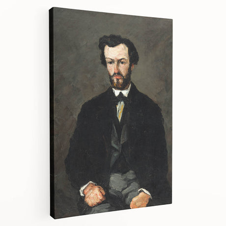 A side view of a stretched canvas featuring Paul Cézanne's impressionist artwork, ideal for kitchen wall art.