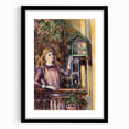 Extra large abstract art print of a colorful, textured scene by Paul Cezanne on a black framed canvas.