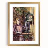 Extra large abstract art print of a textured Paul Cézanne design in a gold frame, ideal for living room decor.