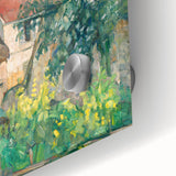 Mid-century modernist art by Paul Cezanne, featuring abstract shapes in muted earth tones on acrylic glass.