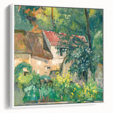Extra large framed canvas featuring a vintage poster art of Paul Cézanne's work, with colorful art on a black background.