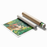 Extra large rolled print of Paul Cézanne's floral art in muted green and pink tones, suitable for classy bathroom wall art.