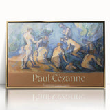 Mid-century modernist art by Paul Cezanne, featuring a landscape in muted earth tones, framed in gold acrylic.