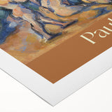 Art deco poster featuring a Paul Cezanne design on rolled canvas, with muted earth tones, ideal for dining room wall art.