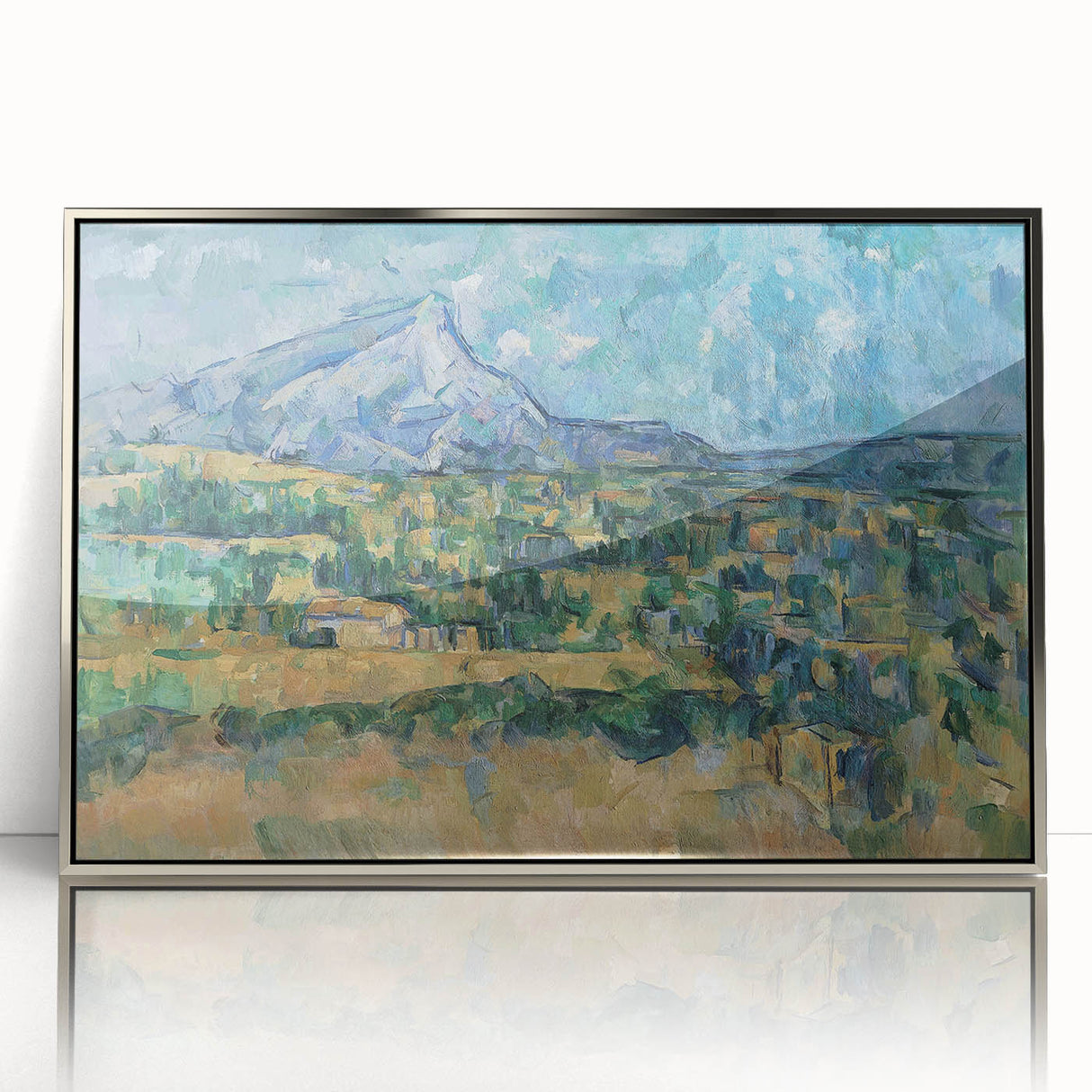 Mid-century modernist art by Paul Cezanne, featuring muted earth tones on a framed acrylic, ideal for nursery wall decor.