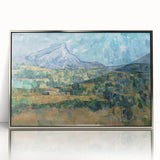 Mid-century modernist art by Paul Cezanne, featuring muted earth tones on a framed acrylic, ideal for nursery wall decor.