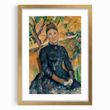 Extra large abstract art print of a textured Paul Cézanne design in a gold frame, ideal for living room ambiance.