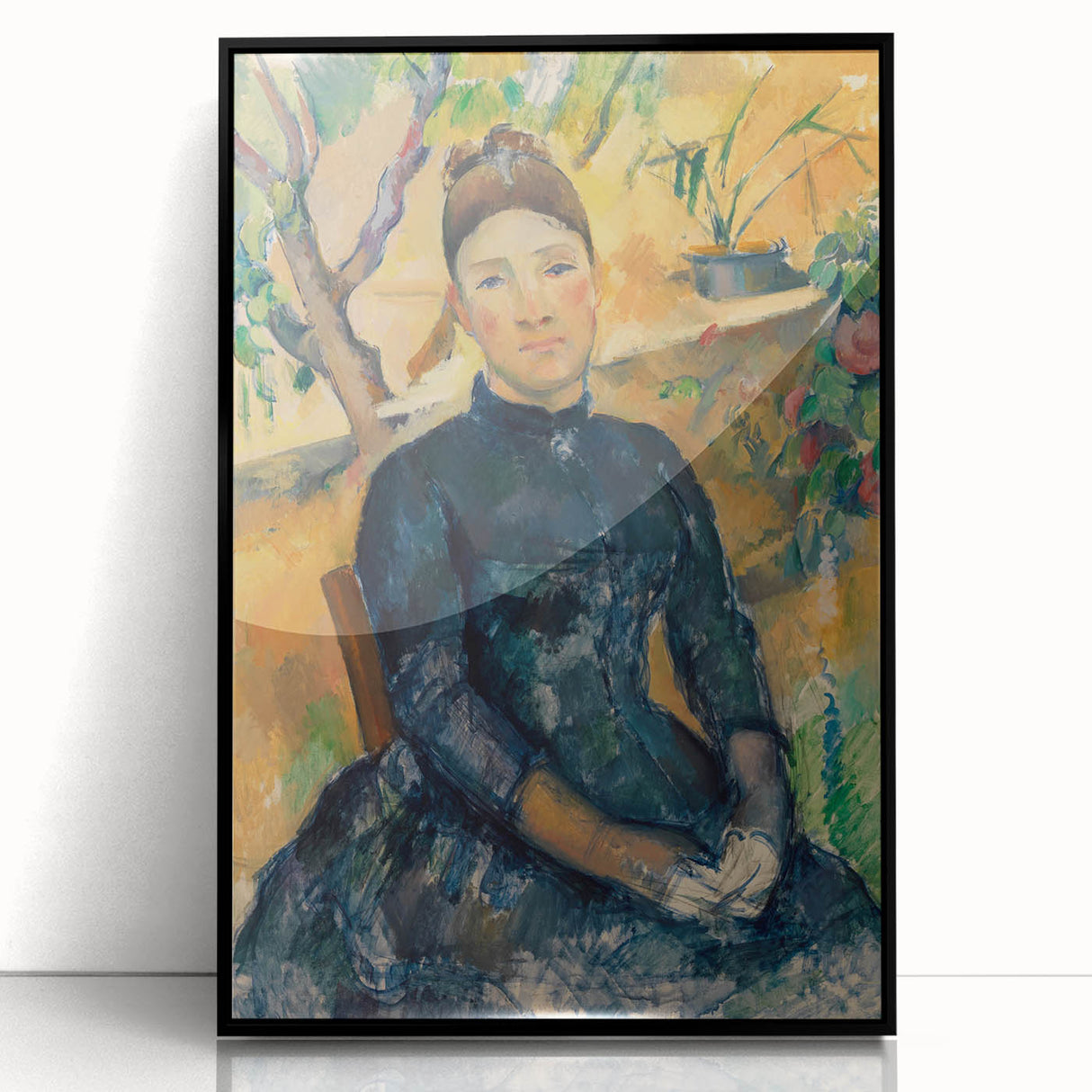 Large abstract wall art by Paul Cézanne, featuring muted earth tones in a mid-century modernist style.