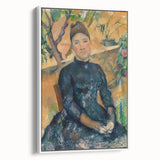 Vintage poster art of a Paul Cézanne design on framed canvas, featuring vibrant, colorful art, ideal for living room decor.