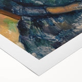 Art deco poster featuring abstract geometric shapes in muted gold and navy tones on rolled canvas.