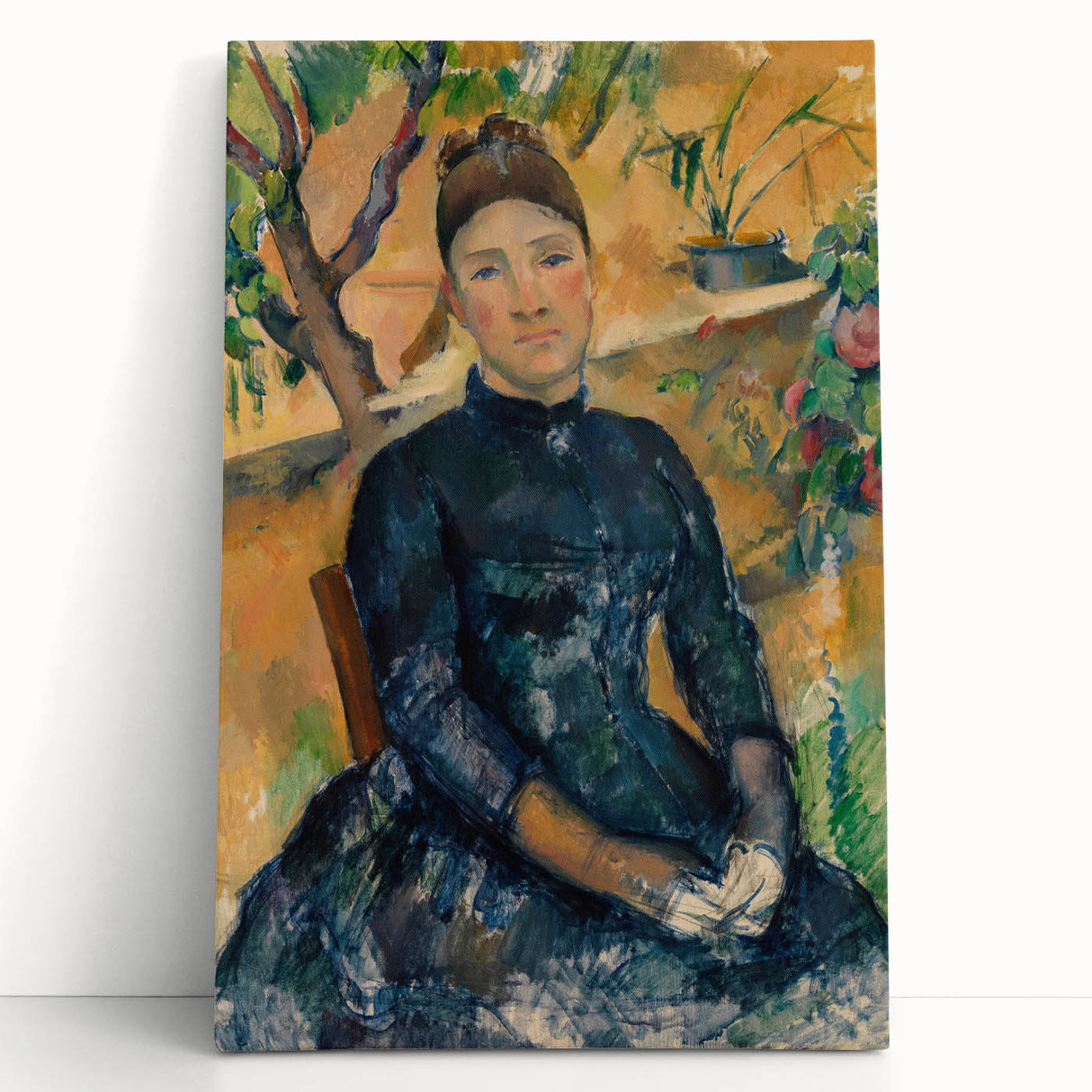 Black and white print of Paul Cézanne's artwork on stretched canvas, ideal for kitchen wall art or bedroom ambiance.