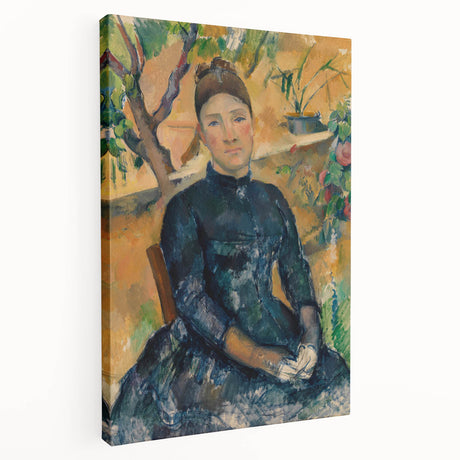 Paul Cézanne-inspired landscape on large stretched canvas, featuring muted earth tones, ideal for kitchen wall art.