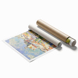 Extra large rolled print of Paul Cézanne's floral artwork in muted green and yellow tones.