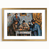 Extra large abstract art print of a textured Paul Cezanne design in a gold frame, ideal for living room decor.
