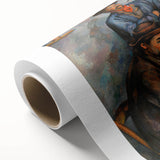 Art deco poster of a serene landscape on rolled canvas, using soft pastels, ideal for nursery wall art.