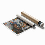 Extra large rolled print of a Paul Cézanne floral painting in muted earth tones, ideal for classy bathroom wall art.