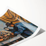 Extra large wall art featuring line art flowers in muted earth tones on rolled canvas, suitable for large living room spaces.