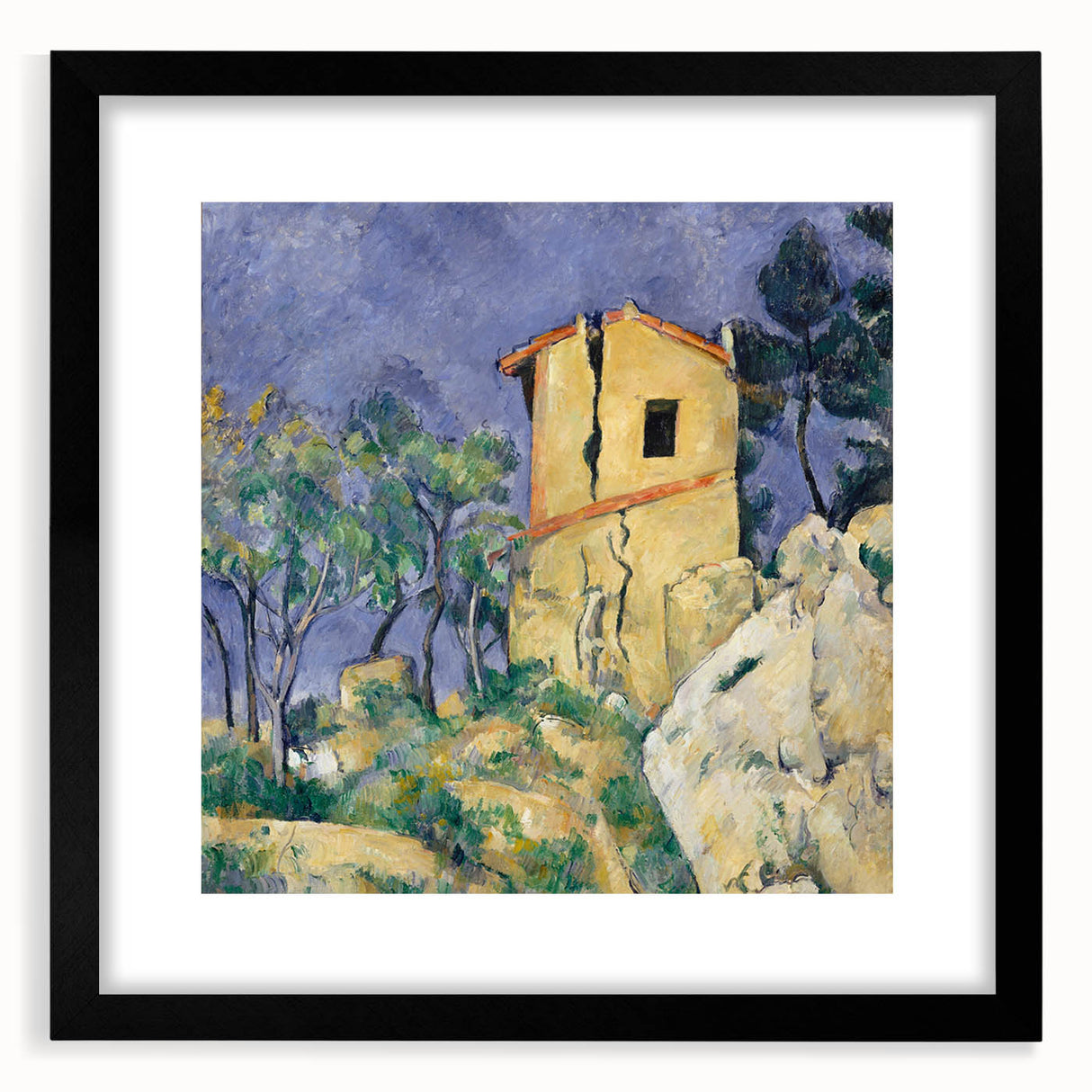 Extra large abstract art print featuring textured, colorful art with vibrant hues on a black framed canvas.