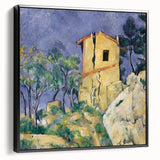 Black and white framed canvas of a Paul Cézanne landscape, ideal for bedroom wall art.
