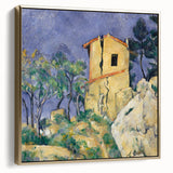 Framed canvas of a Paul Cézanne landscape painting in muted earth tones, ideal for bedroom wall art.