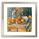 Textured abstract art print of Paul Cézanne's work in a silver frame, featuring muted earth tones, ideal for bedroom art.