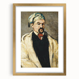 Extra large abstract art print of a Paul Cezanne design with textured brushstrokes in a gold frame.